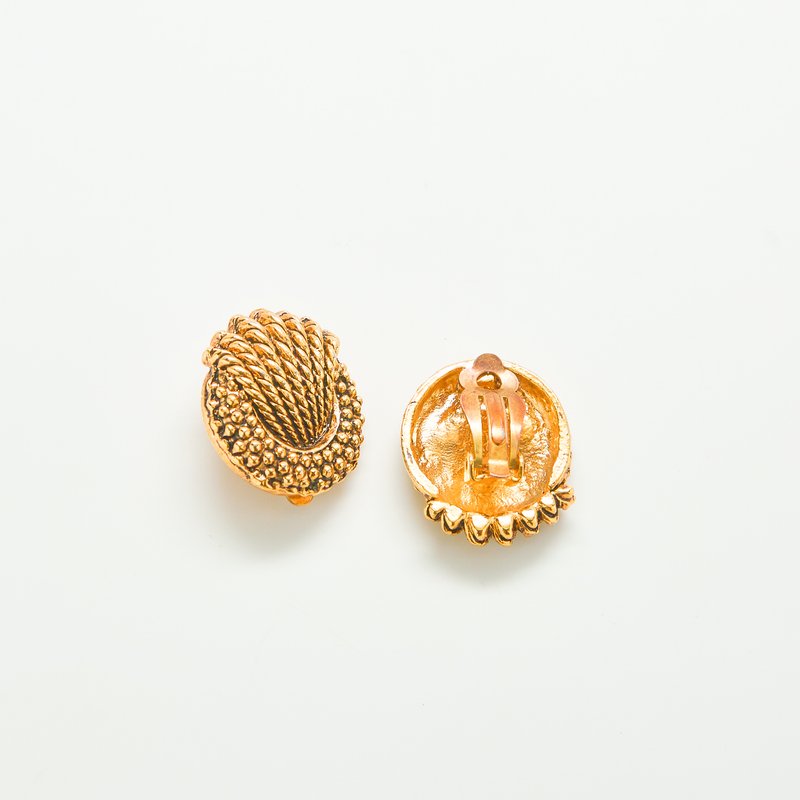 Vintage Brushed Gold Rope Twist Earrings