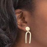 Gold Geometric U Drop Earrings