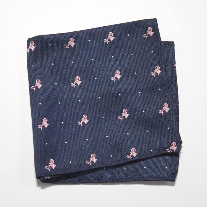 Navy and Pink Stagecoach Pocket Square