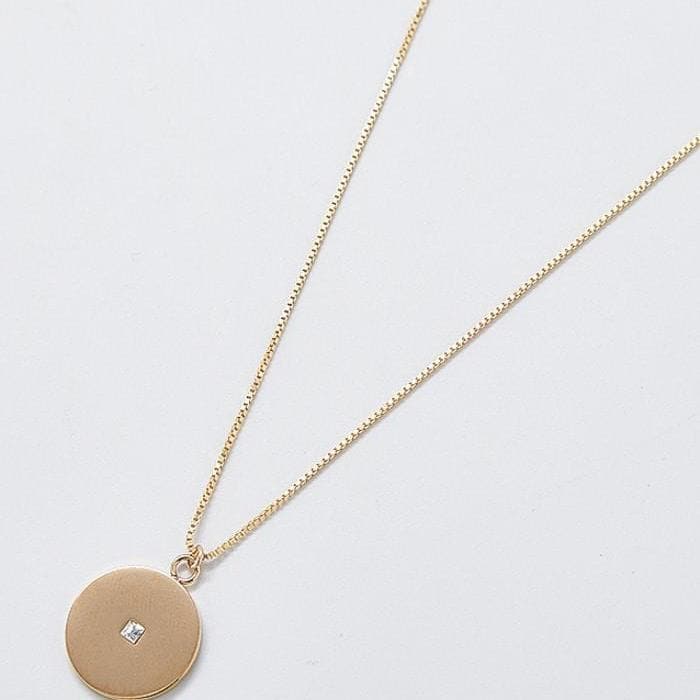 Pave Disc Coin Necklace