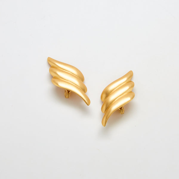 Vintage Monet Clip-on Gold Wing Earrings