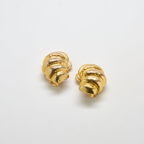 Vintage Gold Puffy Crescent Earrings