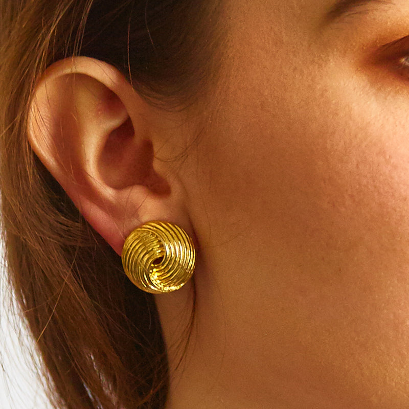 Vintage Sarah Coventry Gold Round Swirl Earrings