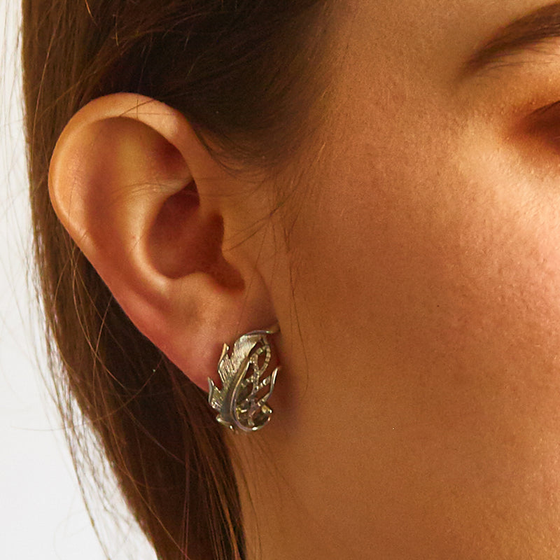 Vintage Silver Abstract Ear Climbers