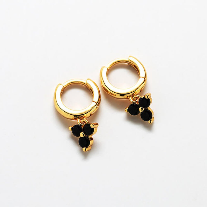 Black Pave Geometric Huggie Earrings