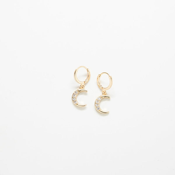 CZ Crescent Moon Huggie Earrings Admiral Row