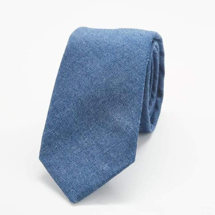 Dark Blue Chambray Skinny Tie - Admiral Row