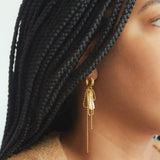 Gold Bow & Pearl Huggie Earrings - Admiral Row