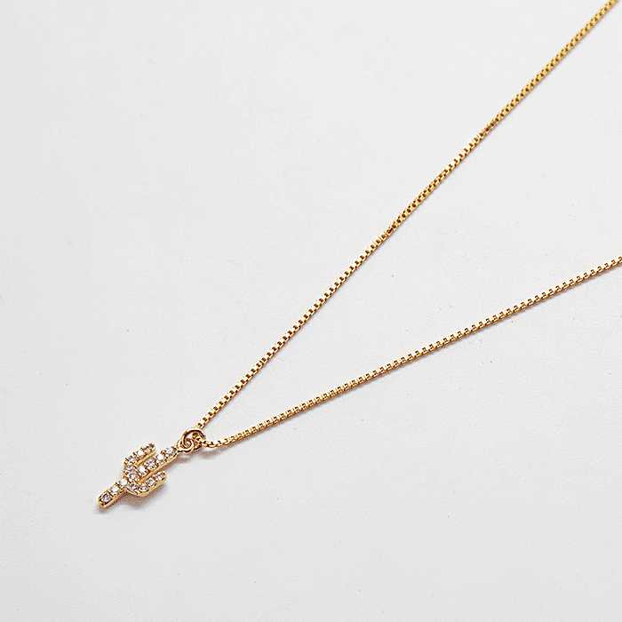 Gold Cactus Pave Necklace - Admiral Row
