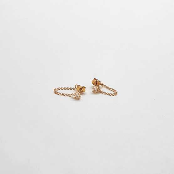 Gold CZ Chain Huggie Earrings - Admiral Row