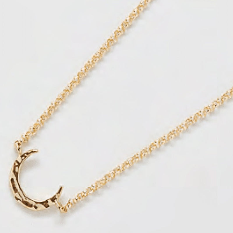Gold Hammered Crescent Moon Necklace - Admiral Row