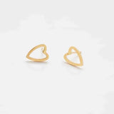 Gold Heart Outline Stud Earrings - Imperfect - Admiral Row