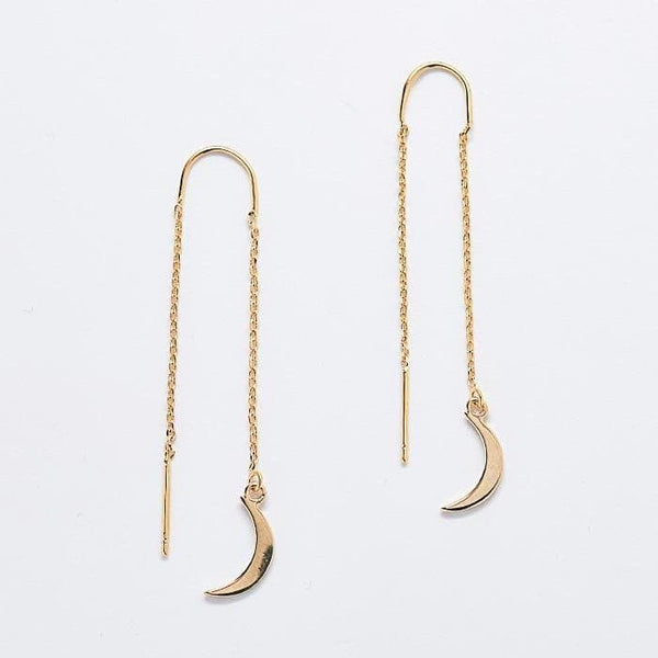 Gold Moon Threader Earrings - Admiral Row