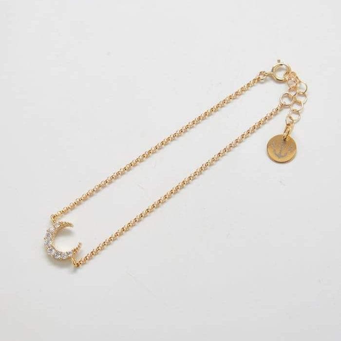 Gold Pave Crescent Moon Bracelet - Admiral Row