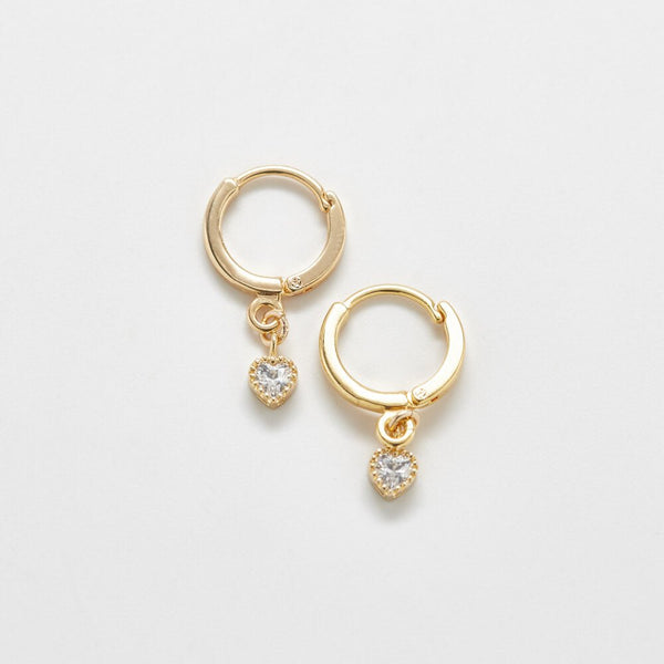 Gold Pave Heart Huggie Earrings - Admiral Row