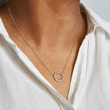 Gold Pave Stone Circle Necklace - Admiral Row