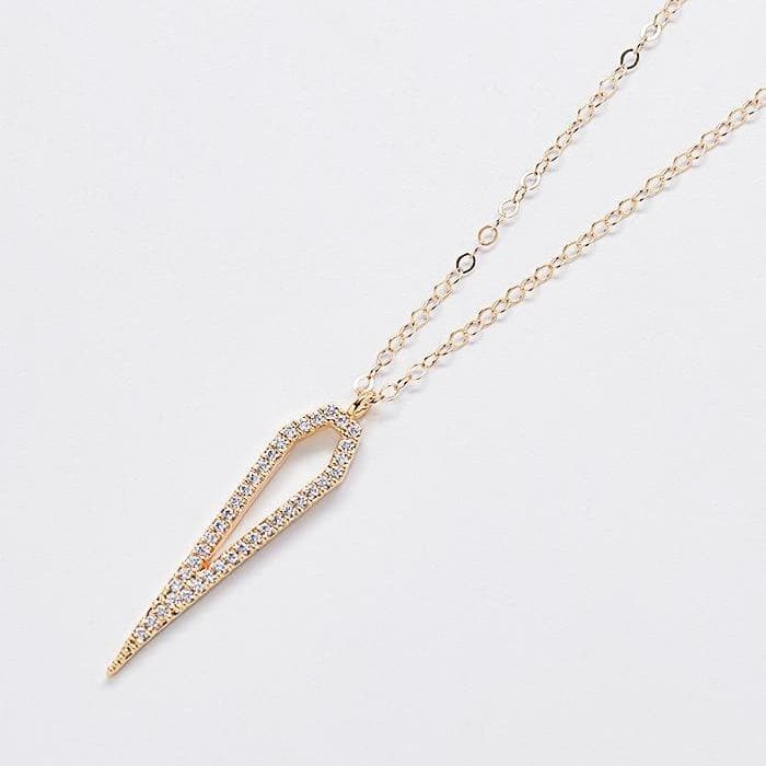 Gold Pave Stone Pentagon Necklace - Admiral Row
