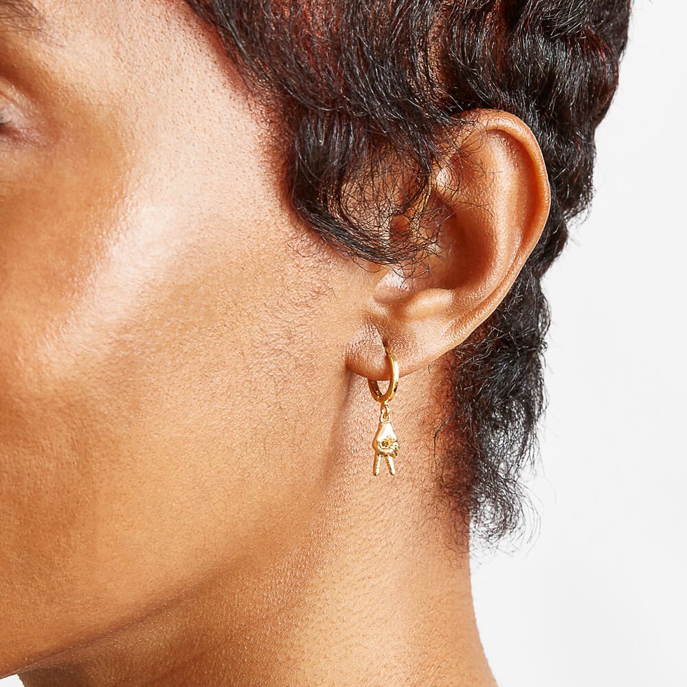 Gold Peace Huggie Earrings - Admiral Row