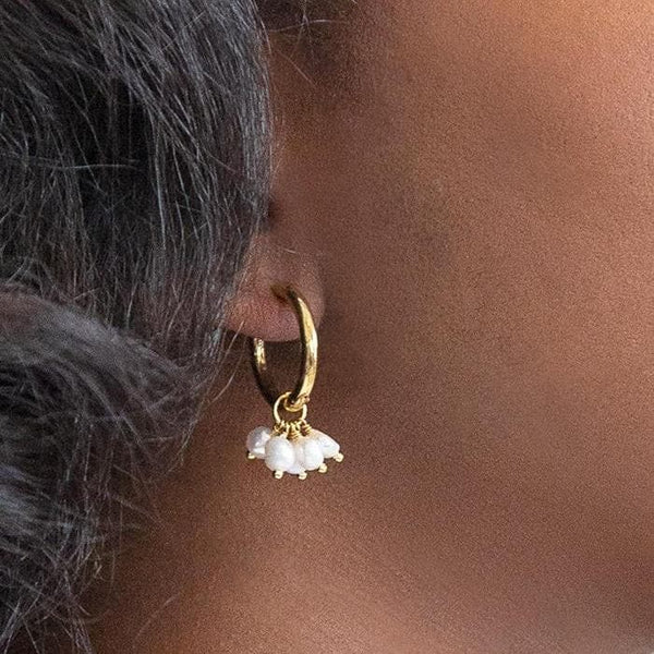Gold Pearl Huggie Earrings - Best Seller - Admiral Row