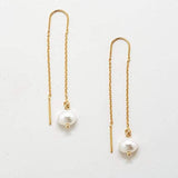 Gold Pearl Threader Earrings - Admiral Row