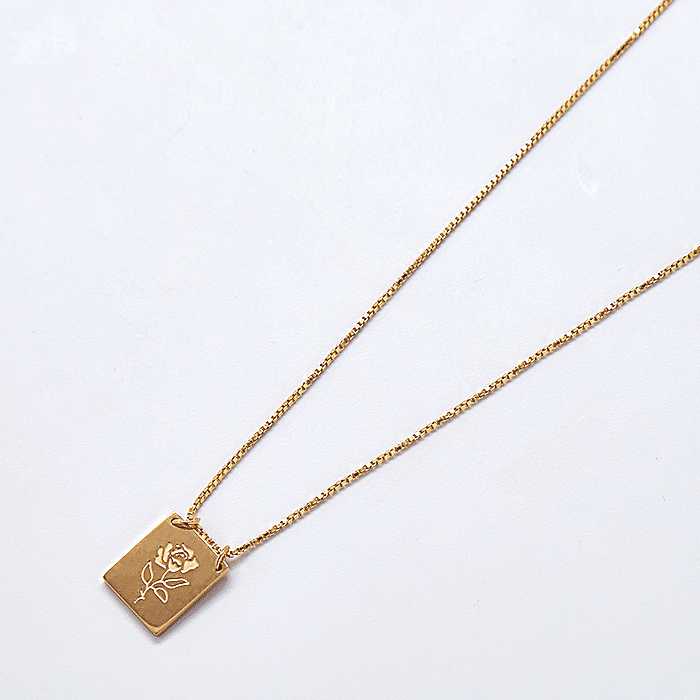 Gold Rose Bar Pendant Necklace - Admiral Row