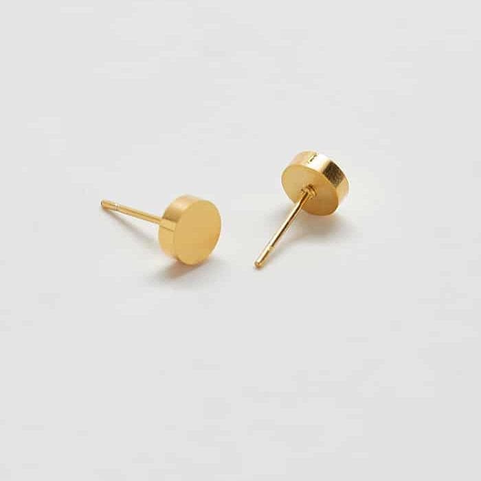 Gold Round Flat Stud Earrings - Admiral Row