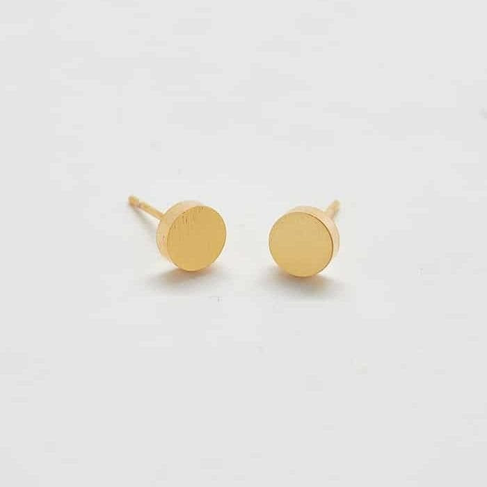 Gold Round Flat Stud Earrings - Imperfect - Admiral Row