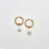Gold Single Pearl Huggie Earrings - Best Seller - Admiral Row