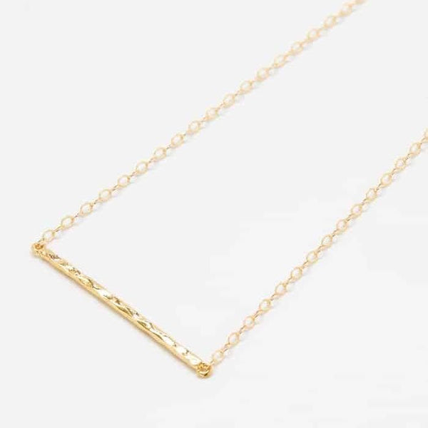 Gold Tiny Hammered Bar Necklace - Admiral Row
