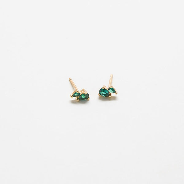 Green CZ Double Teardrop Stud Earrings - Admiral Row