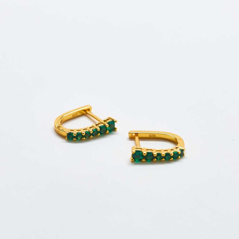 Green CZ Huggie Hoop Earrings - Admiral Row