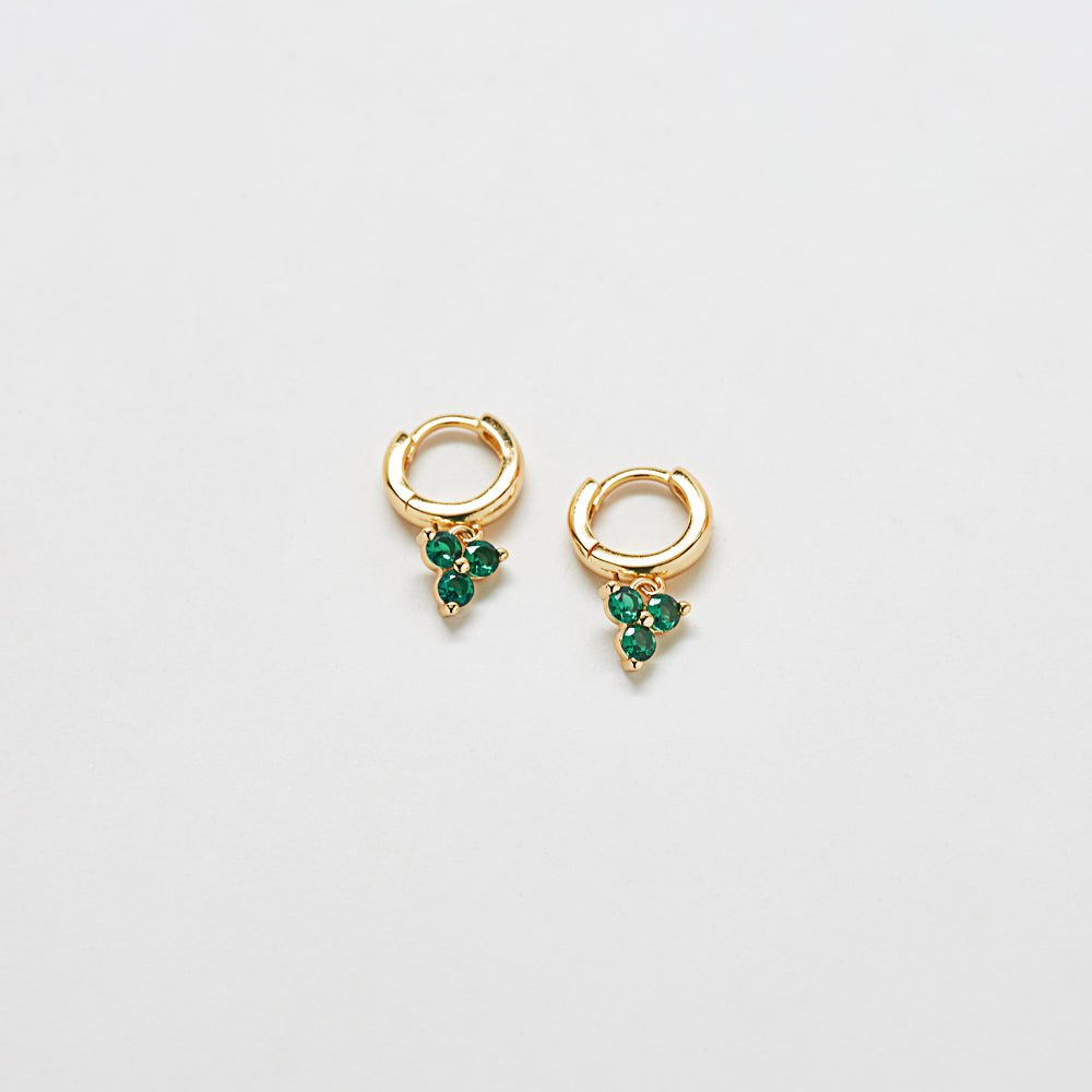 Green Pave Geometric Huggie Earrings - Admiral Row