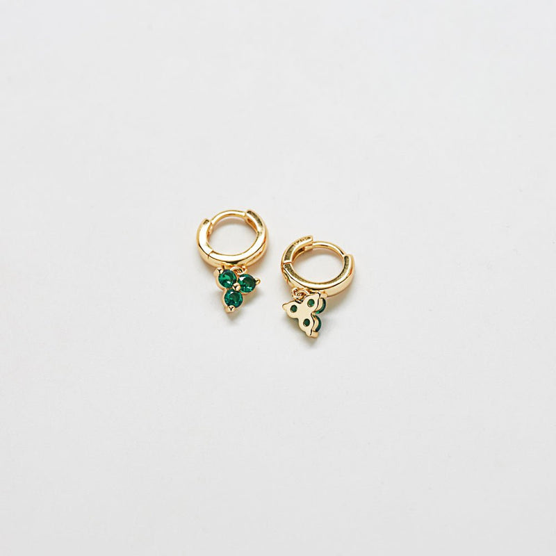 Green Pave Geometric Huggie Earrings - Admiral Row