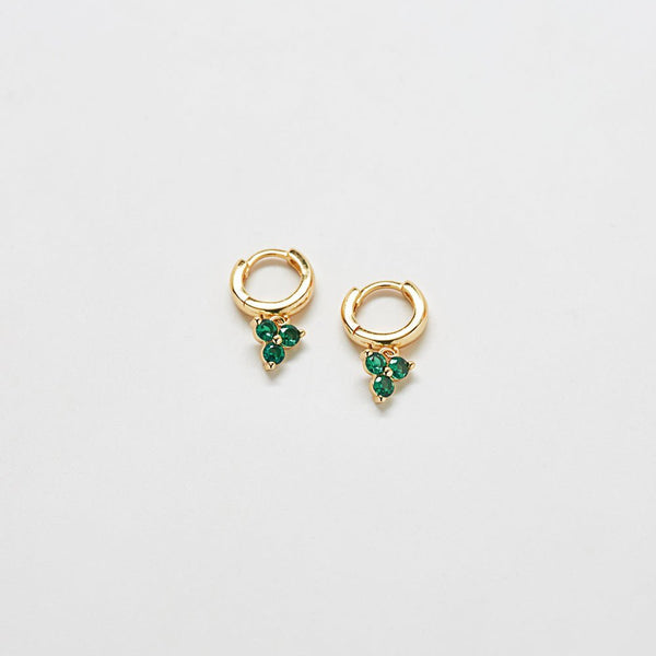 Green Pave Geometric Huggie Earrings - Imperfect - Admiral Row