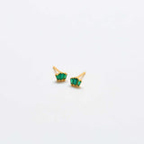 Green Trio Baguette Gold Studs - Admiral Row
