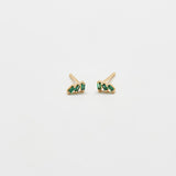 Green Triple Baguette Gold Studs - Admiral Row