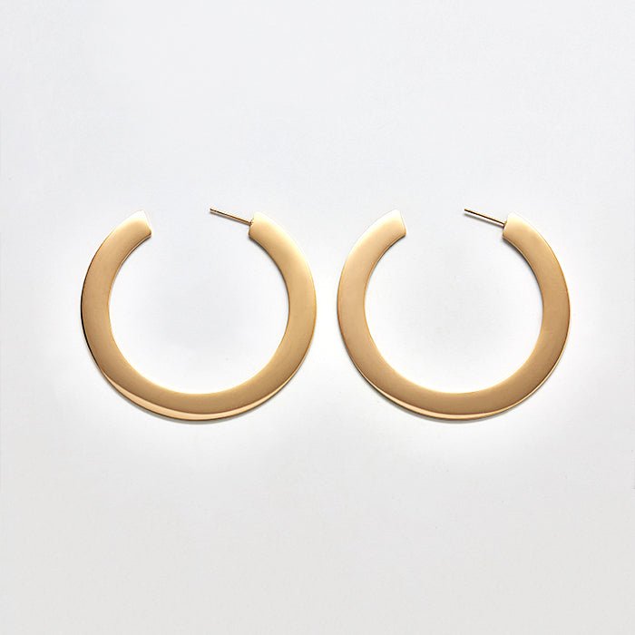 Medium Gold Flat Hoop Earrings - Imperfect - Admiral Row