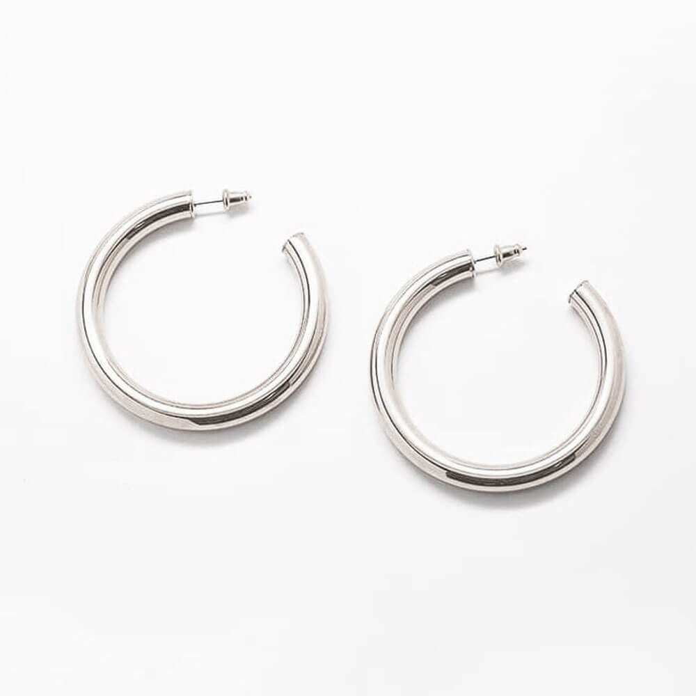 Medium Silver Hoop Earrings - Imperfect - Admiral Row