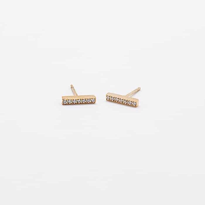 Pave Gold Bar Stud Earrings - Admiral Row