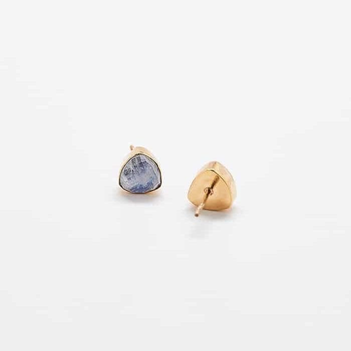 Rainbow Moonstone Gold Triangle Studs - Imperfect - Admiral Row
