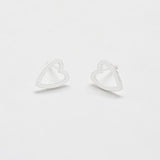 Silver Heart Outline Stud Earrings - Admiral Row