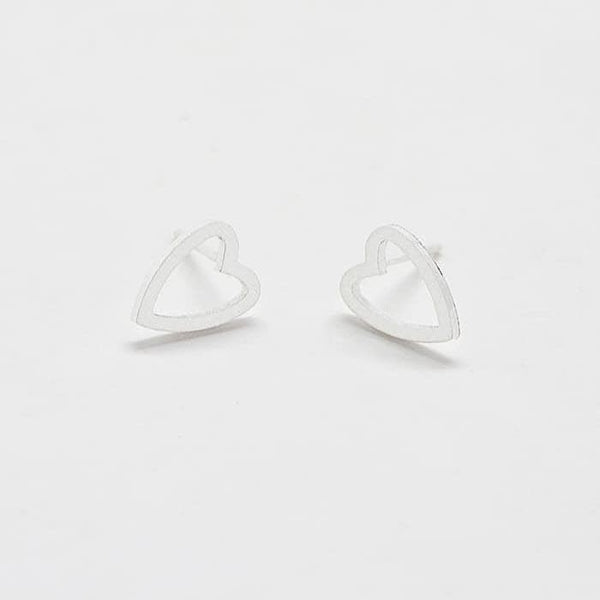 Silver Heart Outline Stud Earrings - Admiral Row