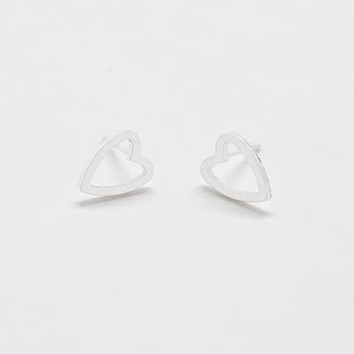 Silver Heart Outline Stud Earrings - Imperfect - Admiral Row