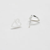 Silver Heart Outline Stud Earrings - Imperfect - Admiral Row