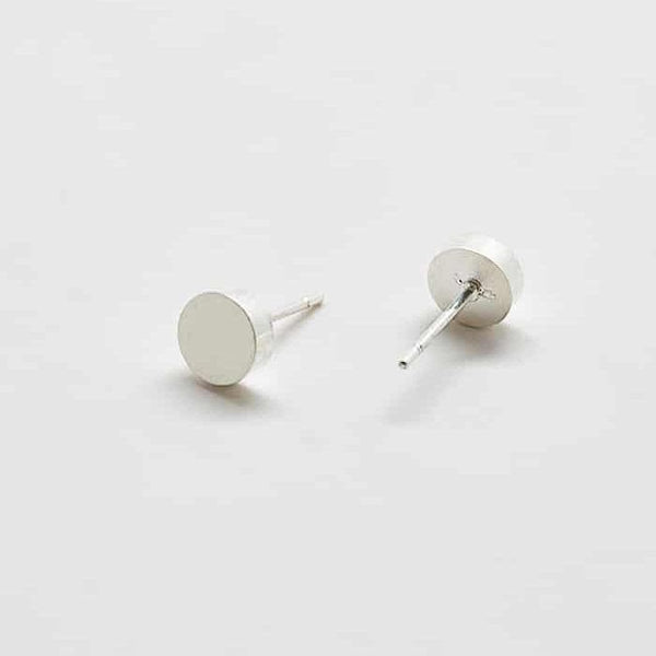 Silver Round Flat Stud Earrings - Admiral Row