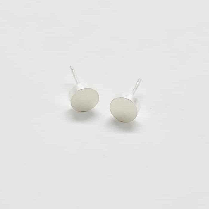 Silver Round Flat Stud Earrings - Imperfect - Admiral Row