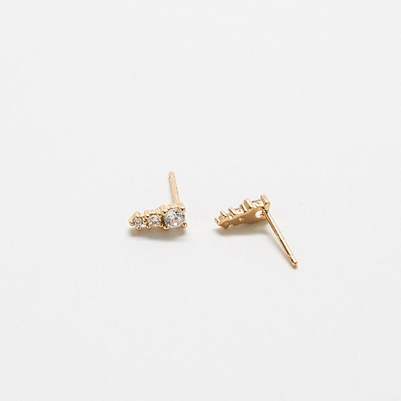 Tiny CZ Drop Bar Stud Earrings - Admiral Row