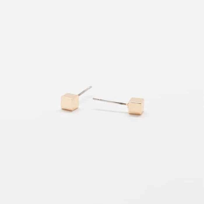 Tiny Gold Cube Square Earrings - Admiral Row