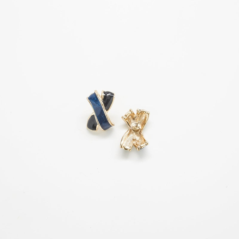 Vintage Black and Blue "X" Earrings - Admiral Row