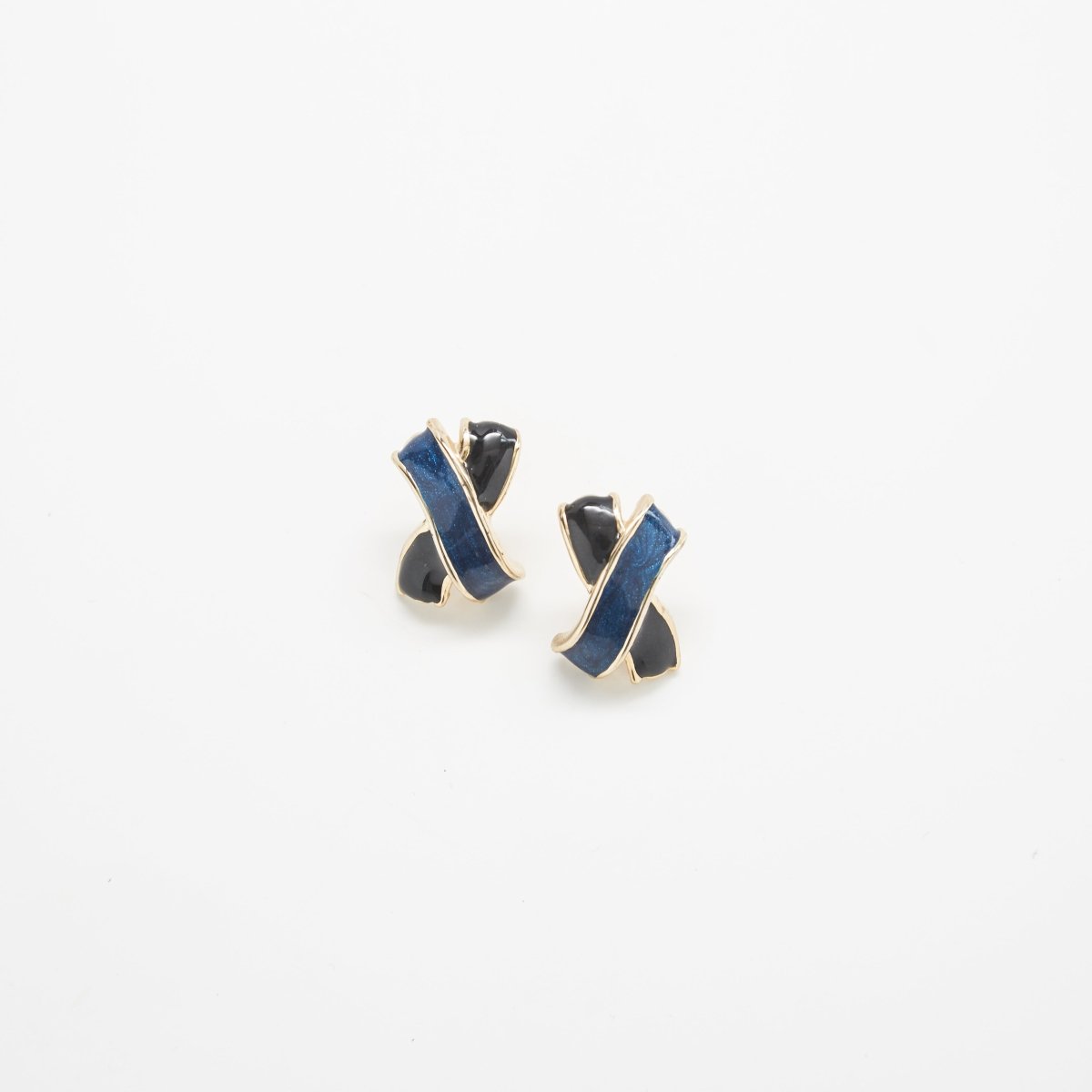 Vintage Black and Blue "X" Earrings - Admiral Row